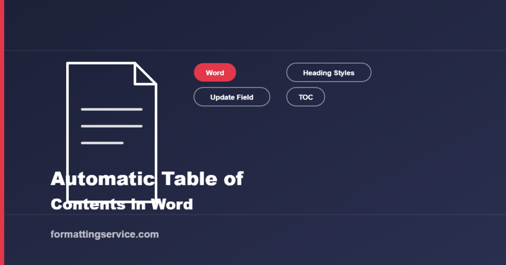 Icon illustrating how to build an automatic table of contents in Microsoft Word
