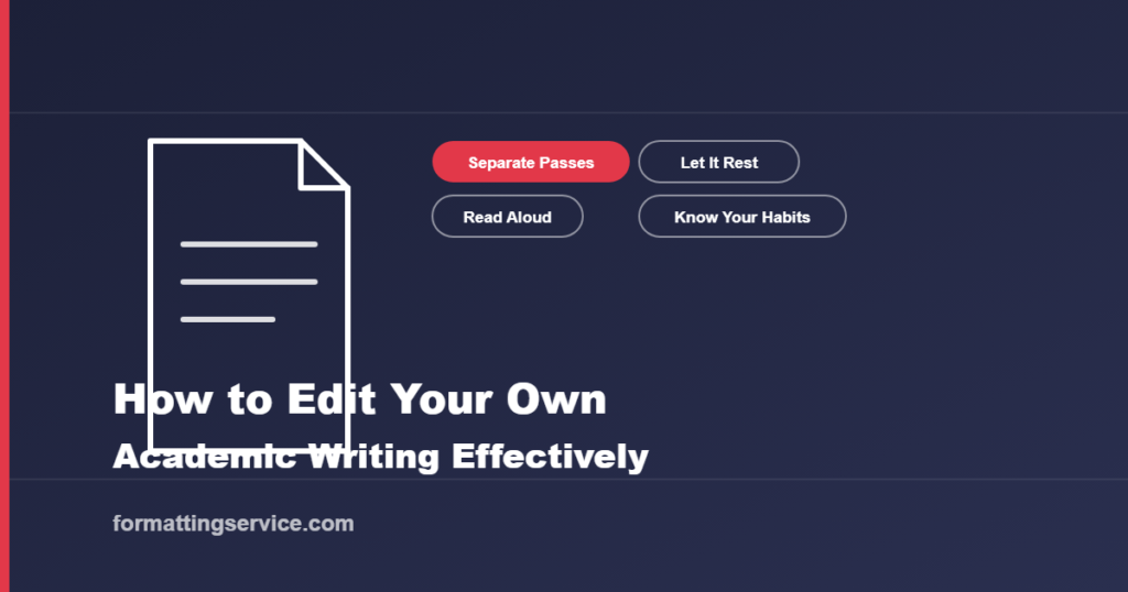 Icon illustrating a structured self-editing process for academic writing