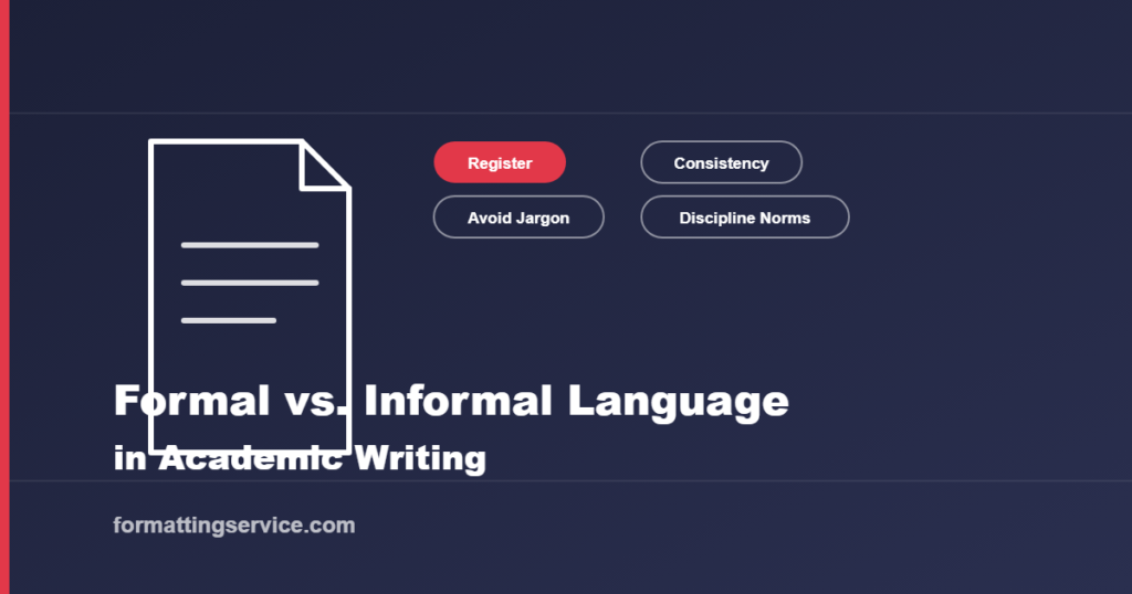 Icon illustrating formal academic register vs. informal language