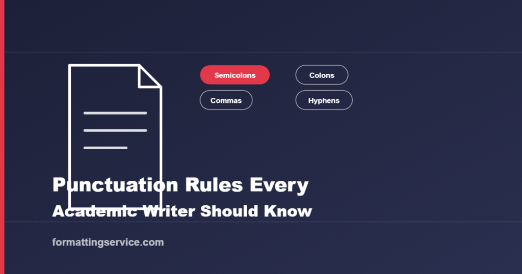 Icon illustrating common academic punctuation rules